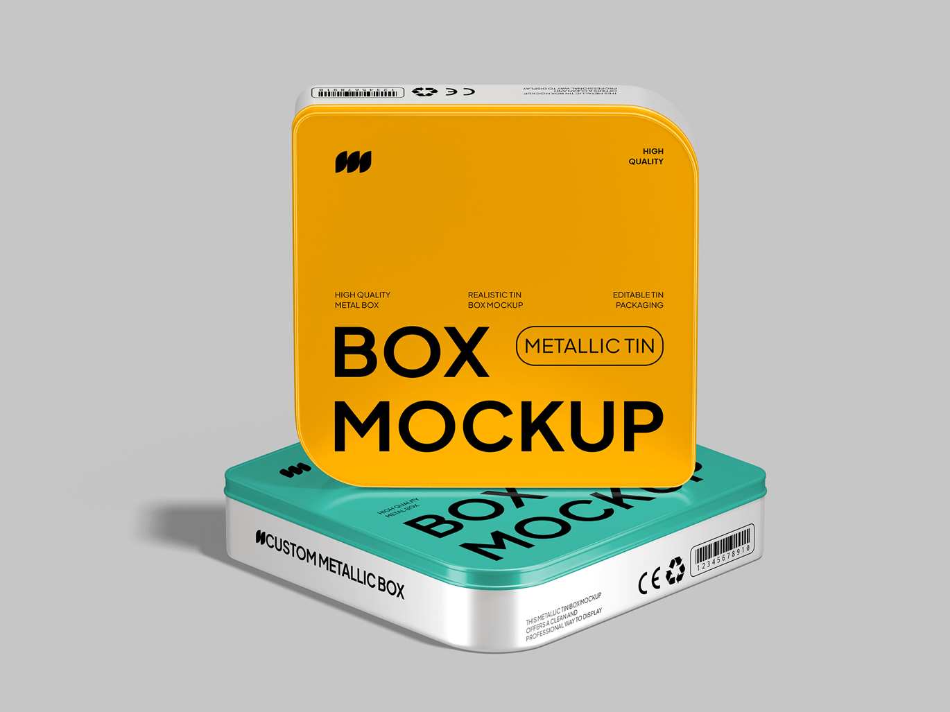 金属质感铁盒样机 Metallic Tin Box Mockup插图2 金属质感铁盒样机 Metallic Tin Box Mockup