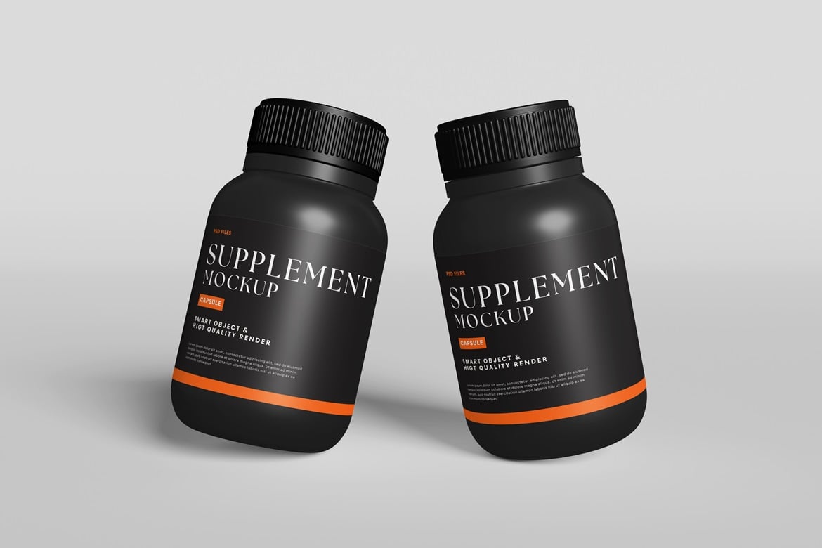 营养补充剂瓶包装样机 Supplement Bottle Mockup插图1 营养补充剂瓶包装样机 Supplement Bottle Mockup