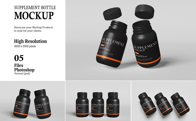 营养补充剂瓶包装样机 Supplement Bottle Mockup