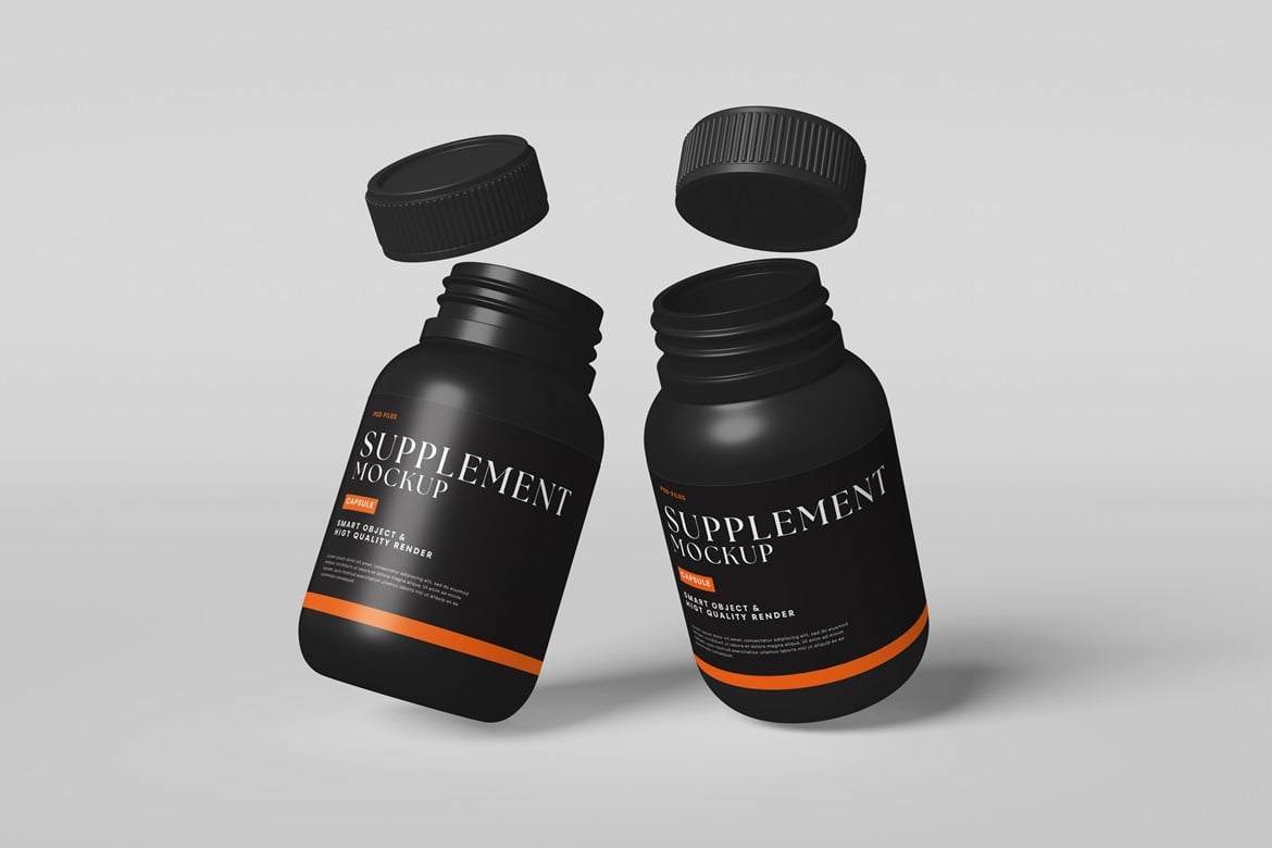 营养补充剂瓶包装样机 Supplement Bottle Mockup插图4 营养补充剂瓶包装样机 Supplement Bottle Mockup