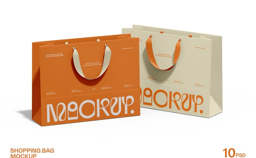 欧式手提购物袋样机 Euro Tote Shopping Bag Mockup