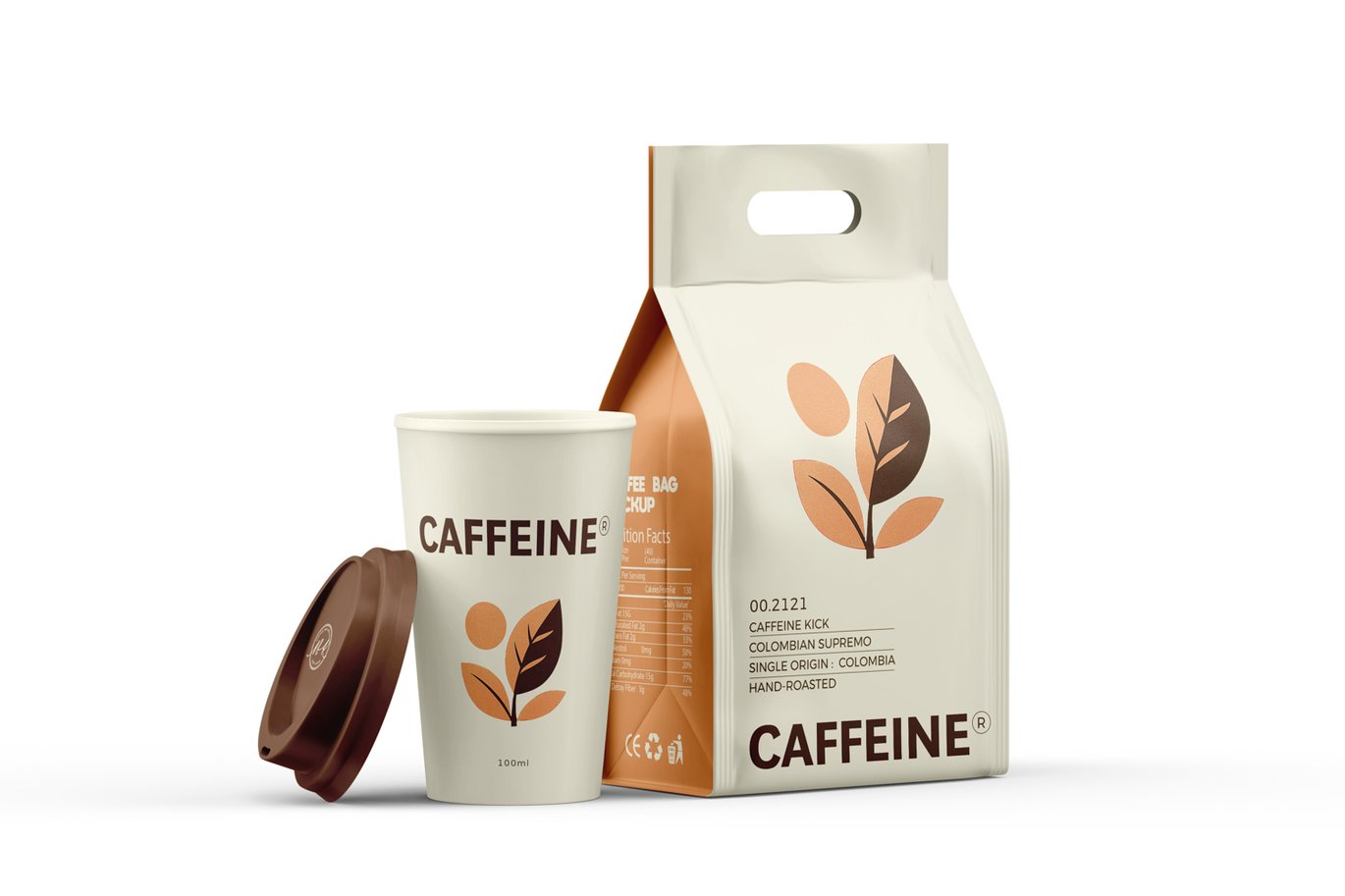 咖啡袋与咖啡杯搭配场景样机 Coffee Bag With Cup Mockup插图3 咖啡袋与咖啡杯搭配场景样机 Coffee Bag With Cup Mockup
