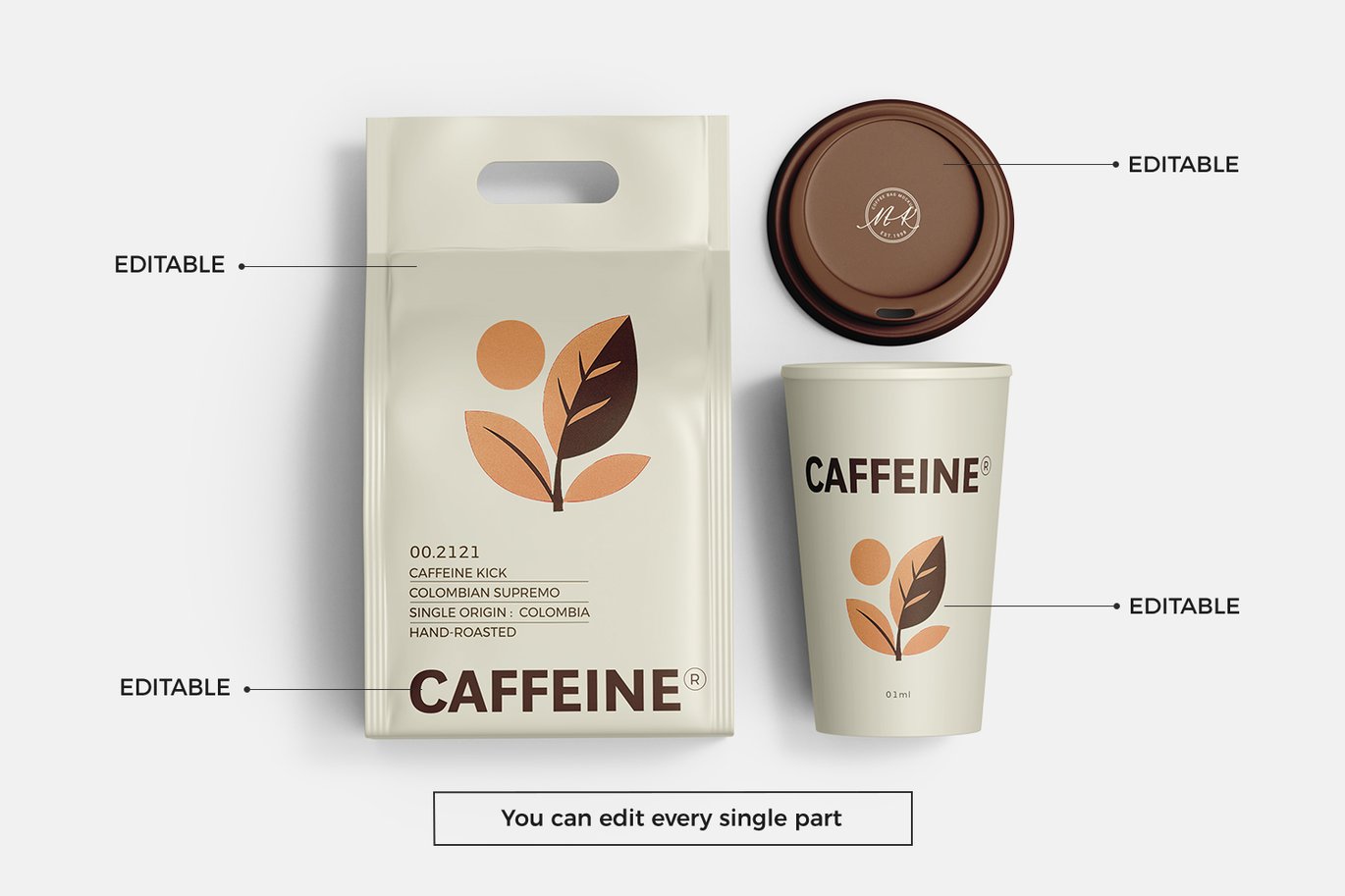 咖啡袋与咖啡杯搭配场景样机 Coffee Bag With Cup Mockup插图4 咖啡袋与咖啡杯搭配场景样机 Coffee Bag With Cup Mockup