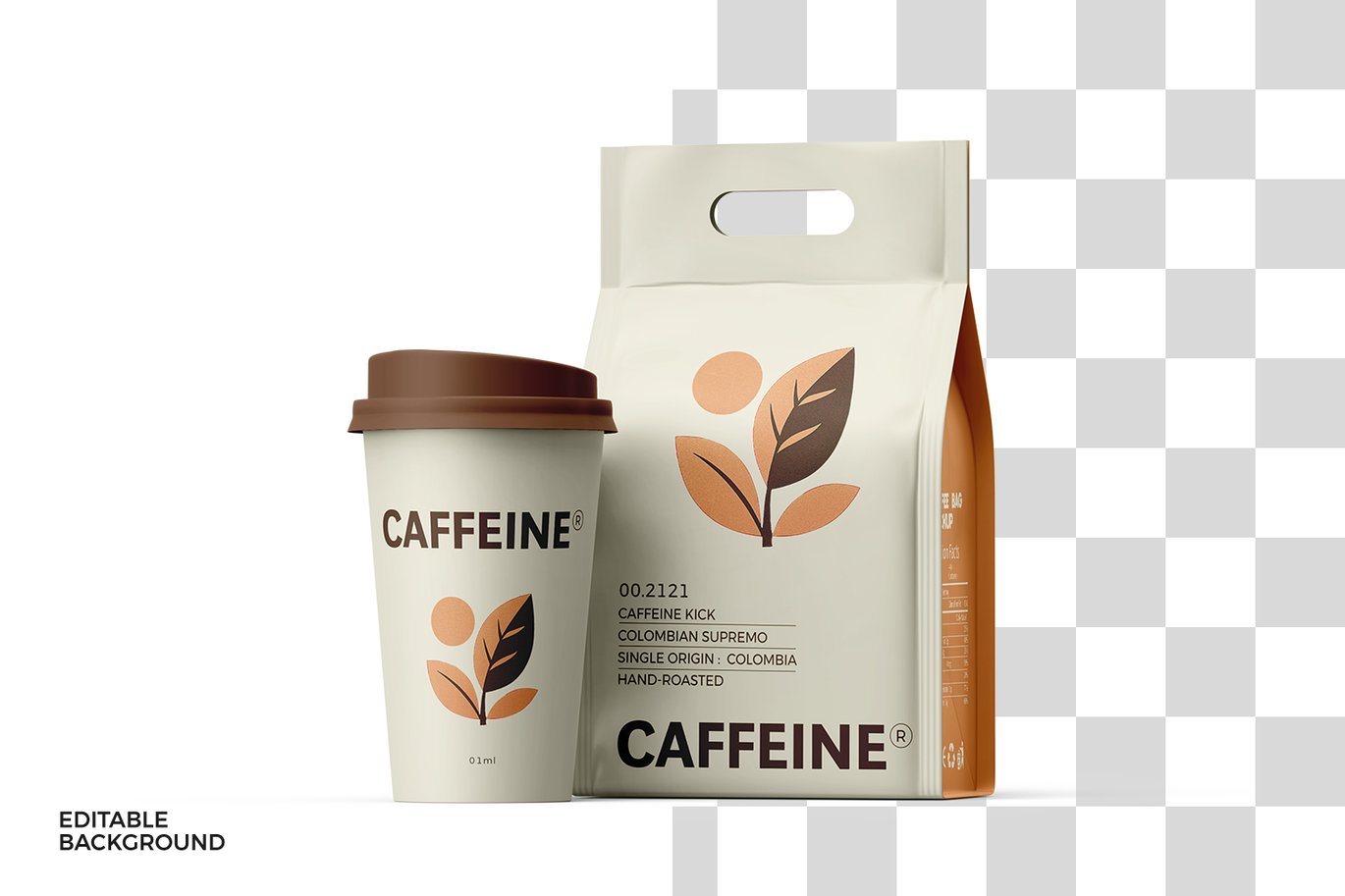 咖啡袋与咖啡杯搭配场景样机 Coffee Bag With Cup Mockup插图5 咖啡袋与咖啡杯搭配场景样机 Coffee Bag With Cup Mockup