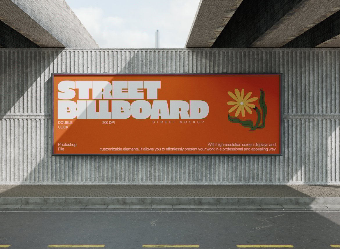 街道广告牌立体样机 Street Billboard Mockup插图1 街道广告牌立体样机 Street Billboard Mockup