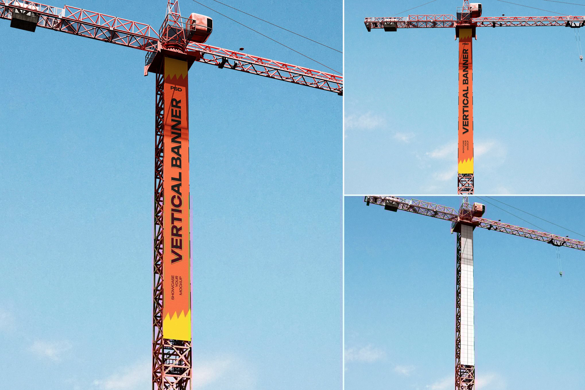 起重机悬挂横幅广告样机 Banner on Crane Mockup插图 起重机悬挂横幅广告样机 Banner on Crane Mockup