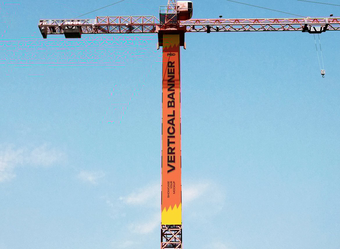 起重机悬挂横幅广告样机 Banner on Crane Mockup插图2 起重机悬挂横幅广告样机 Banner on Crane Mockup