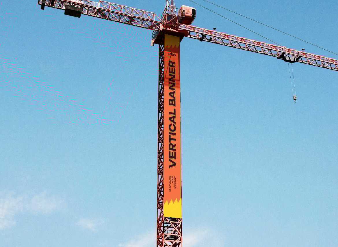 起重机悬挂横幅广告样机 Banner on Crane Mockup插图1 起重机悬挂横幅广告样机 Banner on Crane Mockup