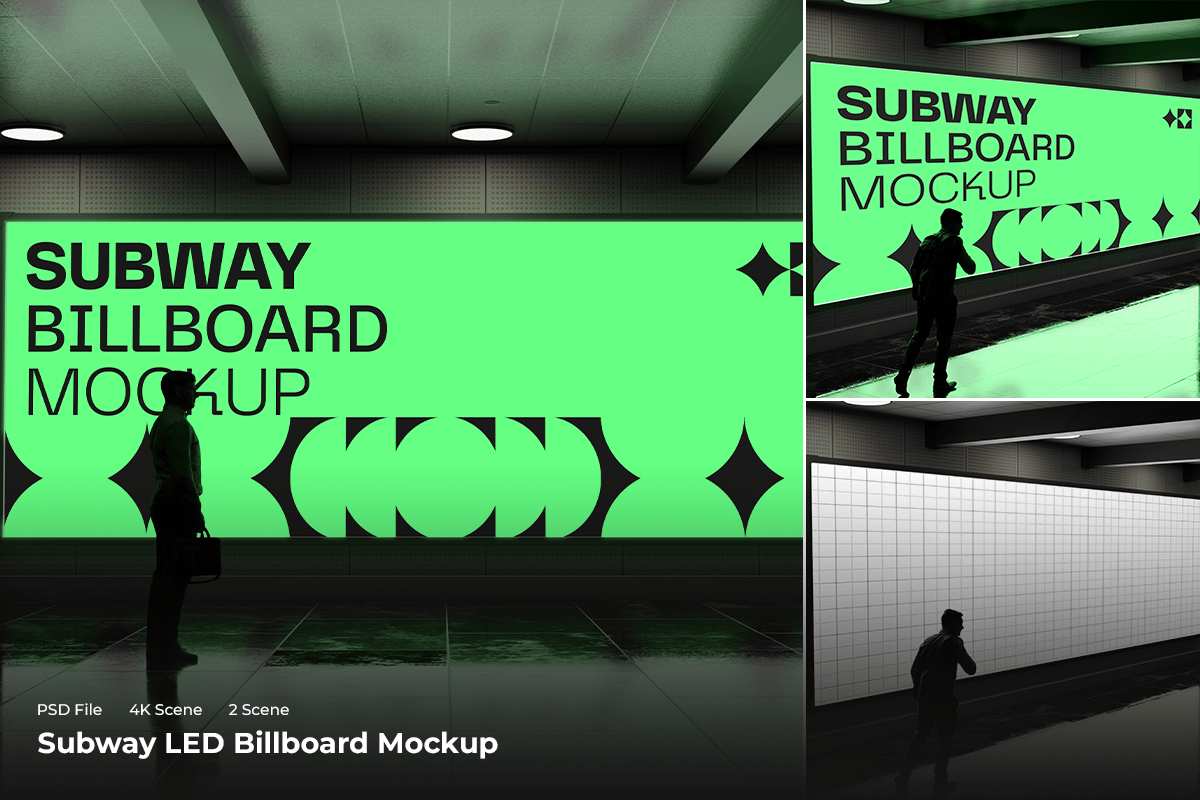 LED广告牌灯光效果样机 LED Billboard Mockup插图 LED广告牌灯光效果样机 LED Billboard Mockup