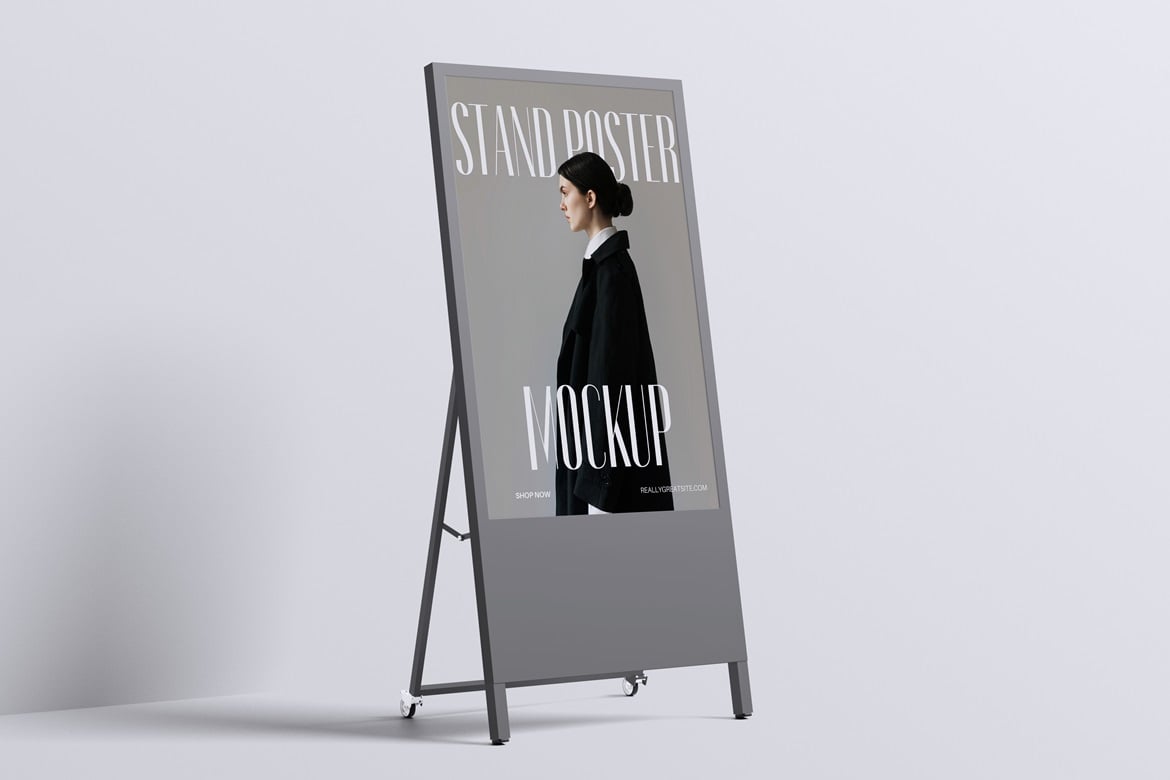 立式海报架展示样机 Stand Poster Mockup插图1 立式海报架展示样机 Stand Poster Mockup
