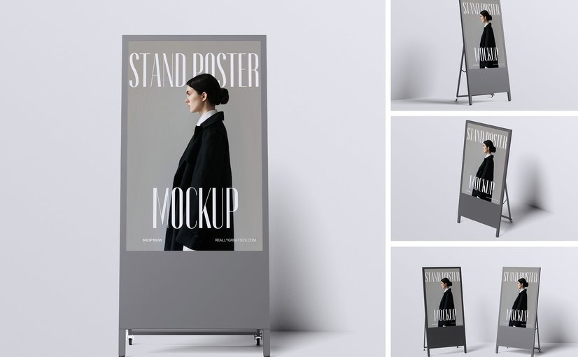 立式海报架展示样机 Stand Poster Mockup