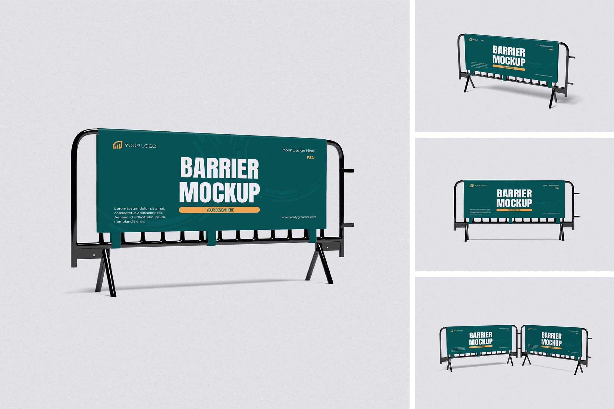 伸缩隔离带栏杆样机 Barrier Mockup插图 伸缩隔离带栏杆样机 Barrier Mockup