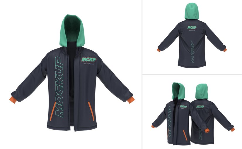 连帽卫衣外套立体样机 Hoodie Jacket Mockup