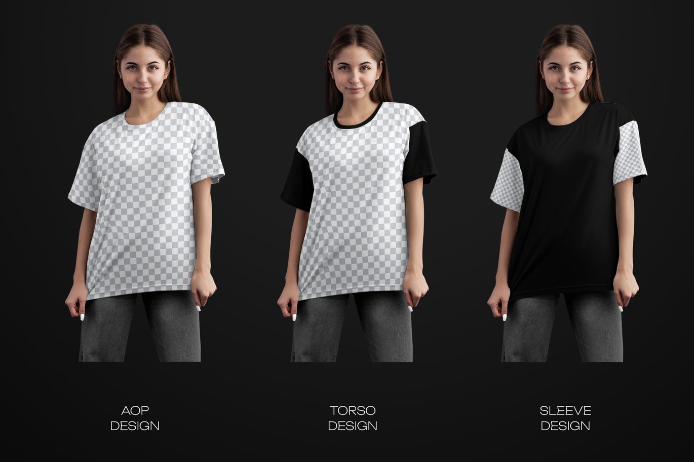 女装宽松T恤五视图样机 5 Mockups Woman Oversize T-Shirt插图2 女装宽松T恤五视图样机 5 Mockups Woman Oversize T-Shirt