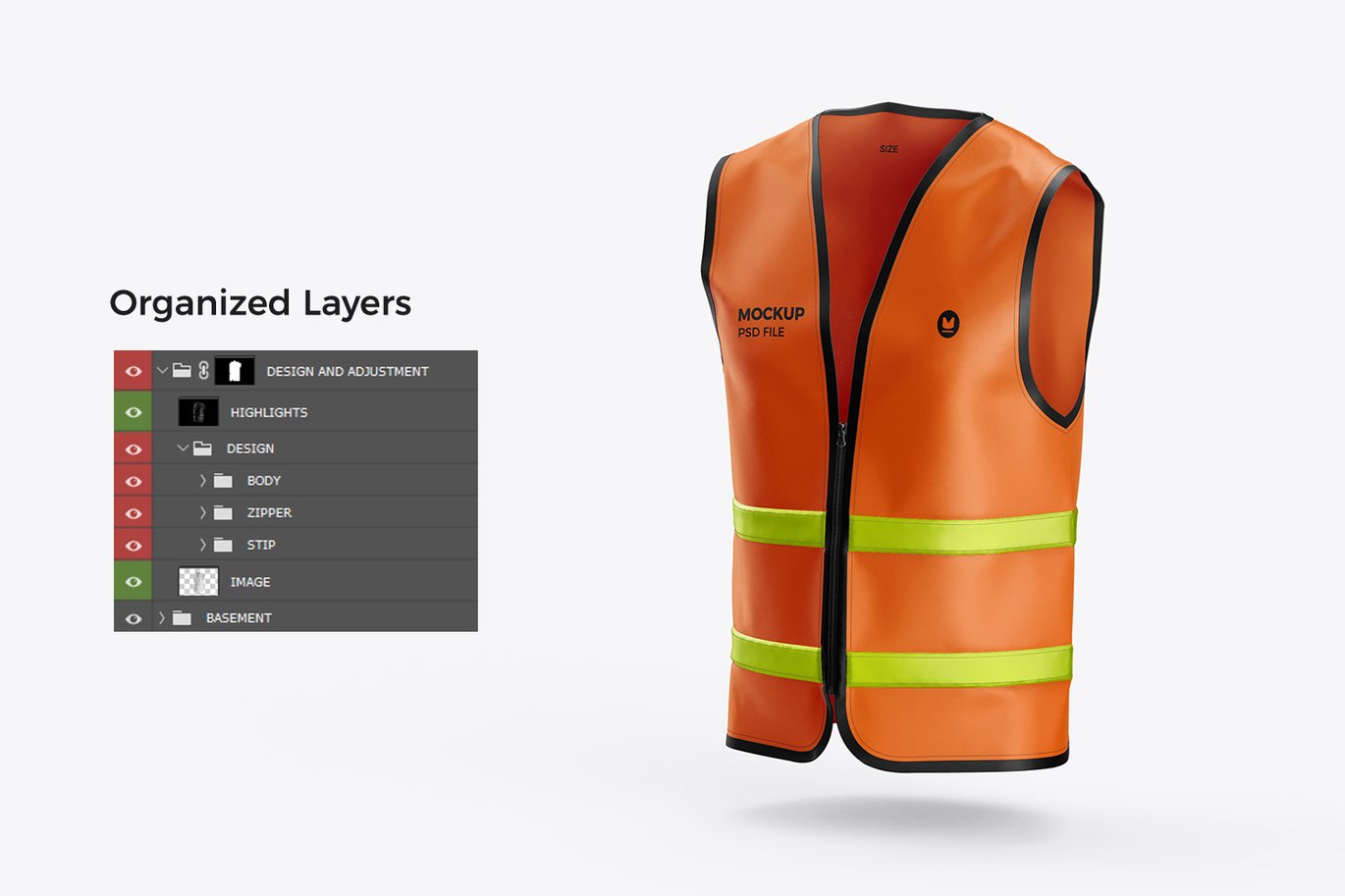建筑工地反光背心样机 Construction Safety Vest Mockup插图4 建筑工地反光背心样机 Construction Safety Vest Mockup