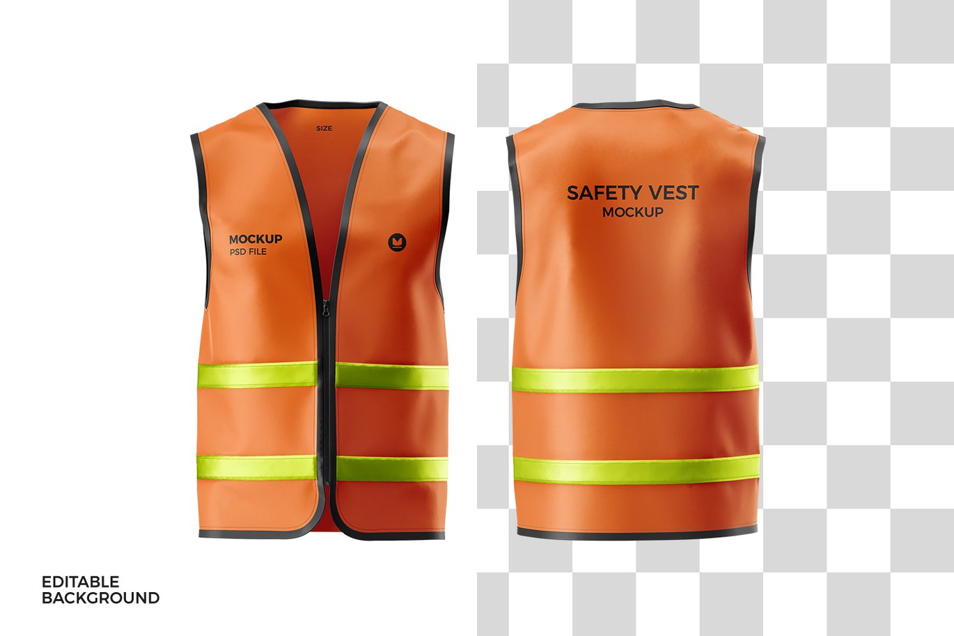 建筑工地反光背心样机 Construction Safety Vest Mockup插图1 建筑工地反光背心样机 Construction Safety Vest Mockup