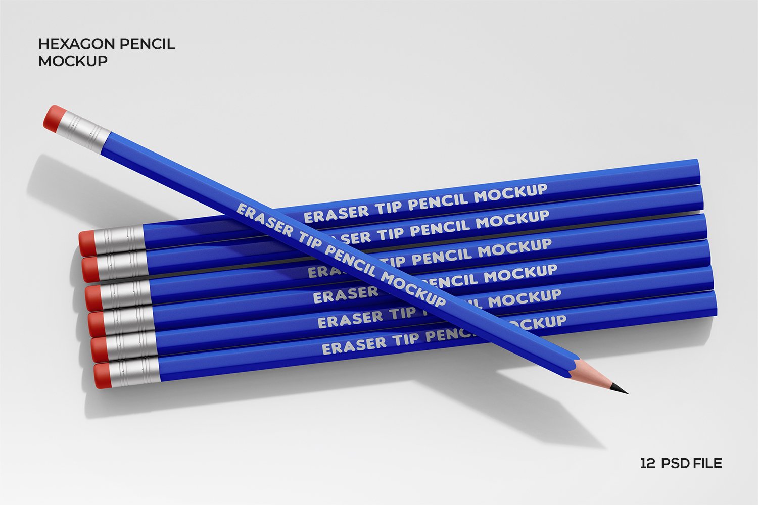 六边形铅笔套装样机 Hexagon Pencil Mockup Set插图 六边形铅笔套装样机 Hexagon Pencil Mockup Set
