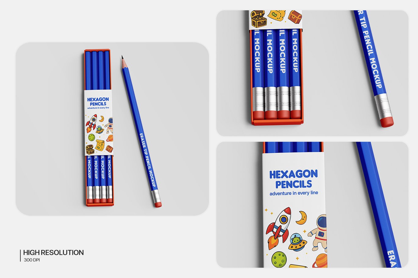 六边形铅笔套装样机 Hexagon Pencil Mockup Set插图4 六边形铅笔套装样机 Hexagon Pencil Mockup Set