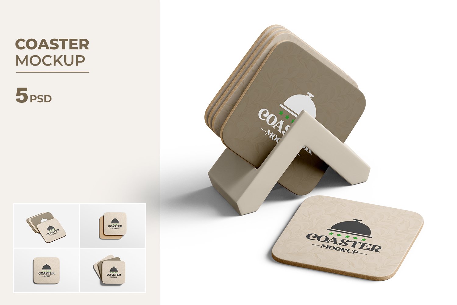 方形杯垫展示样机 Square Coaster Mockup插图 方形杯垫展示样机 Square Coaster Mockup