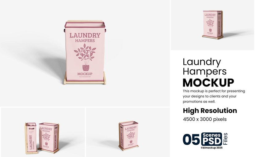 洗衣筐家居用品样机 Laundry Hampers Mockup