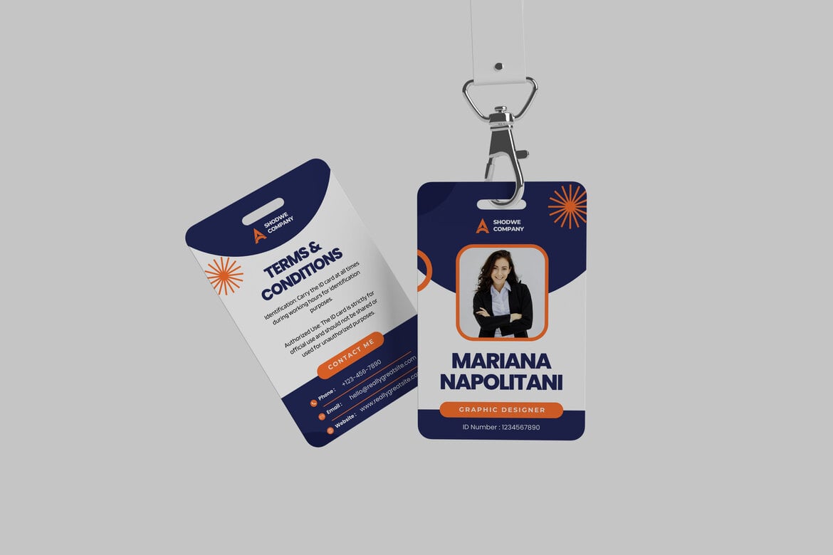 工作证挂绳证件样机 ID Card with Strap Mockup插图4 工作证挂绳证件样机 ID Card with Strap Mockup