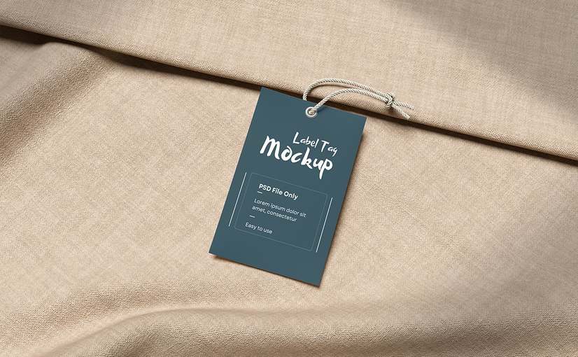 布质服装标签吊牌样机 Label Tags with Fabric Mockup