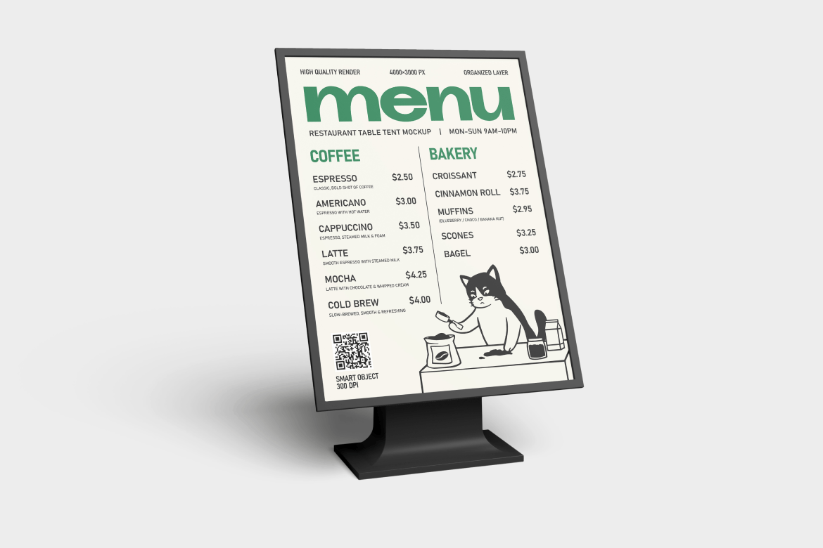 餐桌菜单立牌样机 Menu Table Tent Mockup插图1 餐桌菜单立牌样机 Menu Table Tent Mockup