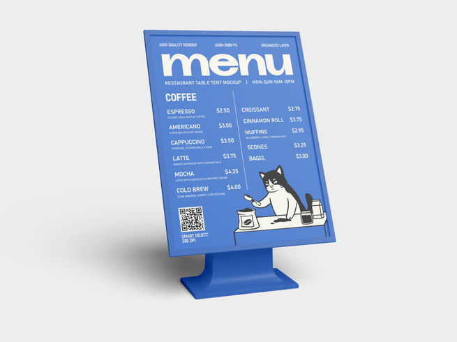 餐桌菜单立牌样机 Menu Table Tent Mockup