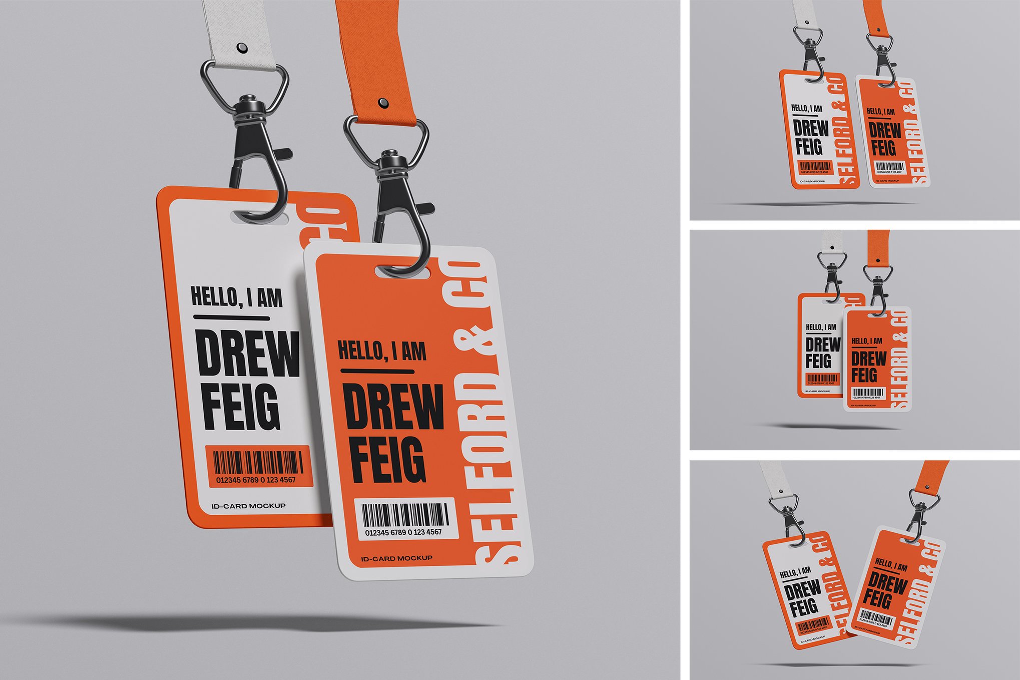 挂绳工作证卡片样机 ID Card Mockup插图 挂绳工作证卡片样机 ID Card Mockup