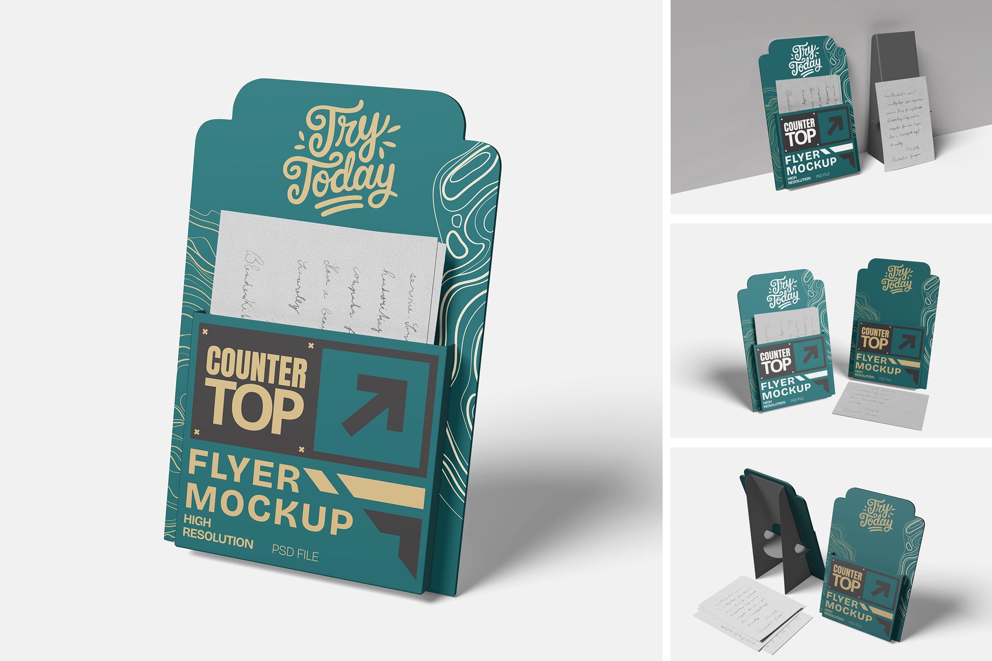 桌面宣传单页展示样机 Countertop Flyer Mockup插图 桌面宣传单页展示样机 Countertop Flyer Mockup