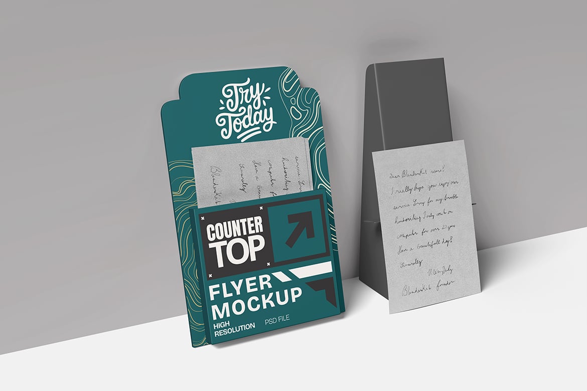 桌面宣传单页展示样机 Countertop Flyer Mockup插图3 桌面宣传单页展示样机 Countertop Flyer Mockup