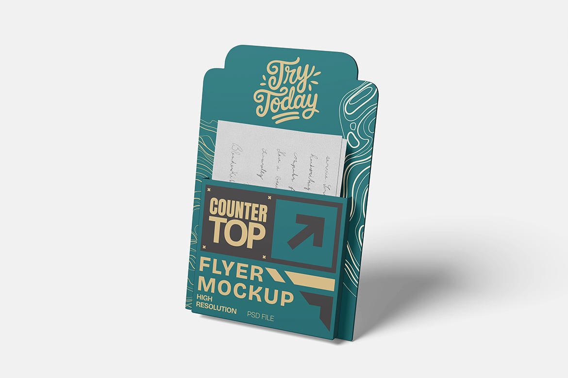 桌面宣传单页展示样机 Countertop Flyer Mockup插图4 桌面宣传单页展示样机 Countertop Flyer Mockup