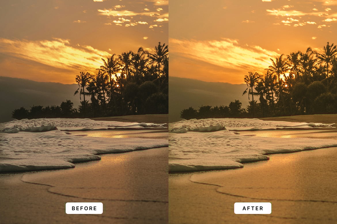 日落风景照片后期调色 Lightroom 预设和 Photoshop 动作 Sunset Lightroom Presets and Actions插图1 日落风景照片后期调色 Lightroom 预设和 Photoshop 动作 Sunset Lightroom Presets and Actions