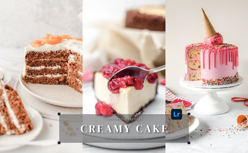 奶油蛋糕美食摄影后期处理 Lightroom 预设和 Photoshop 动作 Creamy Cake Lightroom Presets and Actions