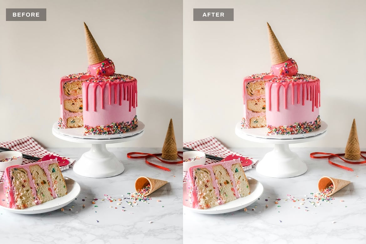 奶油蛋糕美食摄影后期处理 Lightroom 预设和 Photoshop 动作 Creamy Cake Lightroom Presets and Actions插图3 奶油蛋糕美食摄影后期处理 Lightroom 预设和 Photoshop 动作 Creamy Cake Lightroom Presets and Actions