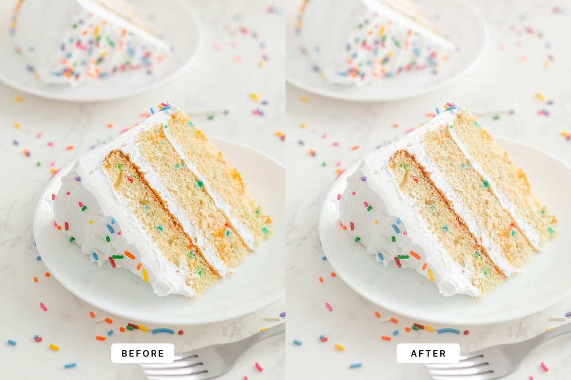 蛋糕美食摄影后期处理 Lightroom 预设和 PS动作 Creamy Cake Lightroom Presets and Actions插图4 蛋糕美食摄影后期处理 Lightroom 预设和 PS动作 Creamy Cake Lightroom Presets and Actions