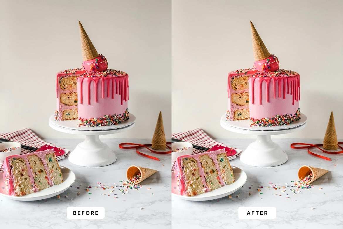 蛋糕美食摄影后期处理 Lightroom 预设和 PS动作 Creamy Cake Lightroom Presets and Actions插图5 蛋糕美食摄影后期处理 Lightroom 预设和 PS动作 Creamy Cake Lightroom Presets and Actions