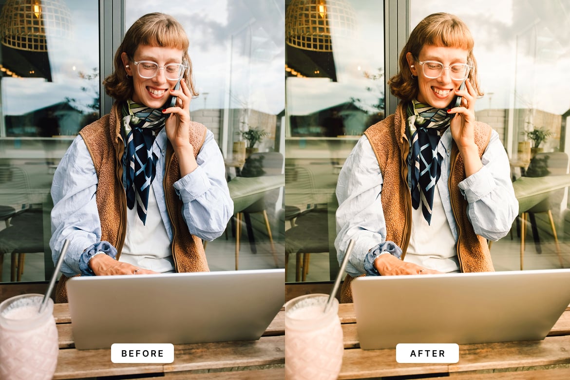 舒适咖啡馆氛围照片调色 Lightroom 预设和 Photoshop 动作 Cozy Caffe Lightroom Presets and Actions插图3 舒适咖啡馆氛围照片调色 Lightroom 预设和 Photoshop 动作 Cozy Caffe Lightroom Presets and Actions