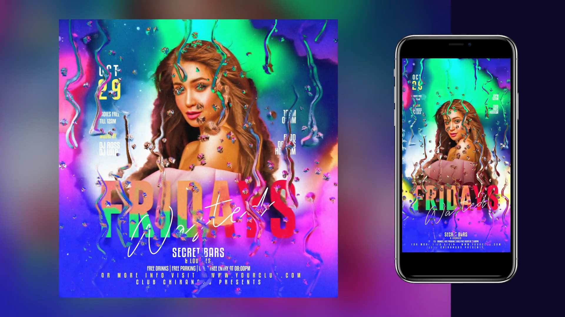 夜店俱乐部时尚海报V19版AE模板 Night Club Flyer V19插图1