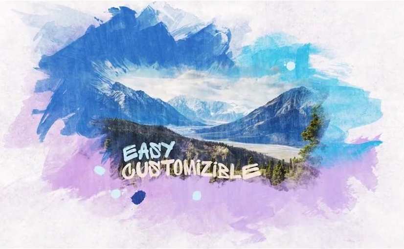 水彩风格过渡相册视频AE模板 Watercolor Slideshow