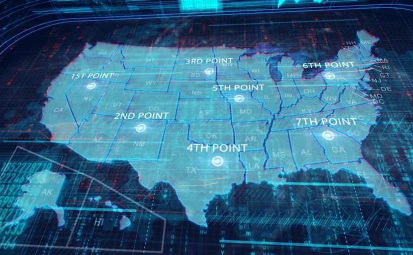 美国地图地理位置标注动画AE模板 USA Map