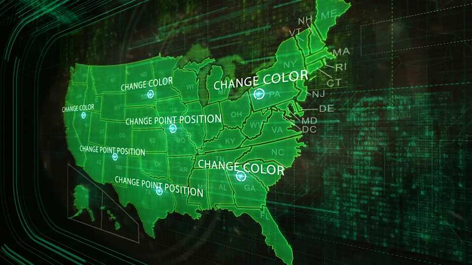美国地图地理位置标注动画AE模板 USA Map插图1