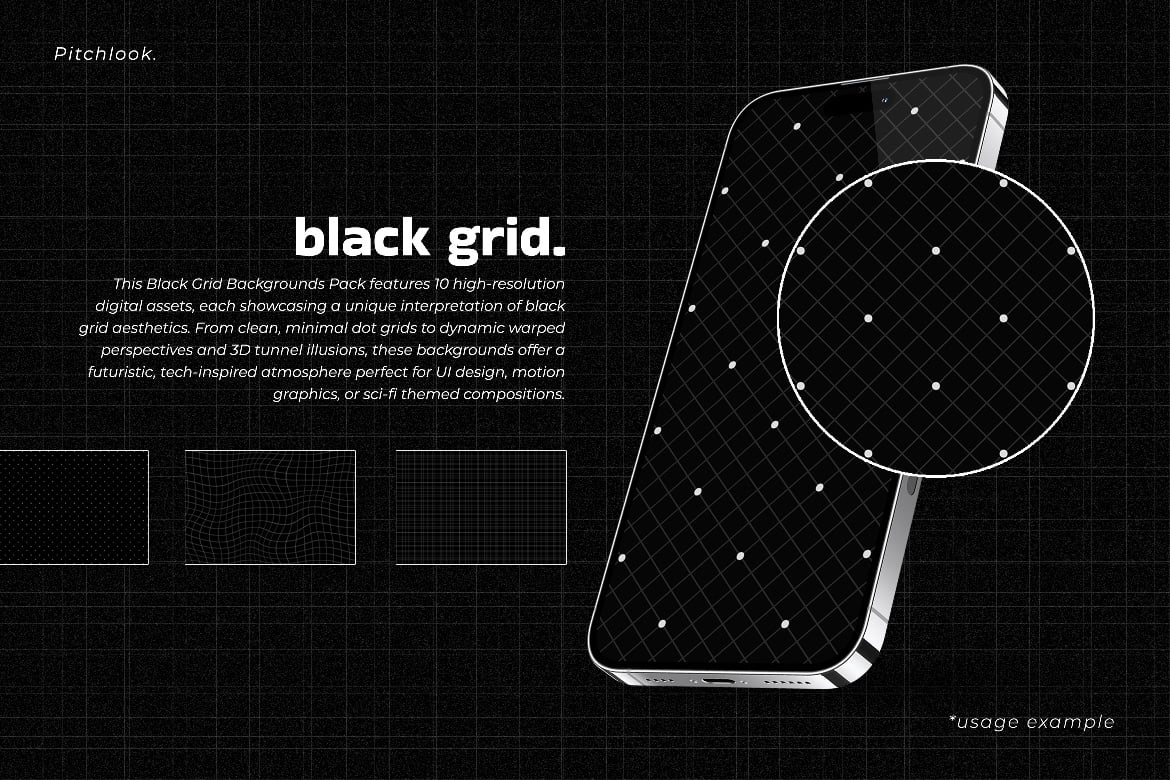 10个黑色网格纹理背景 Black Grid Texture Background插图1