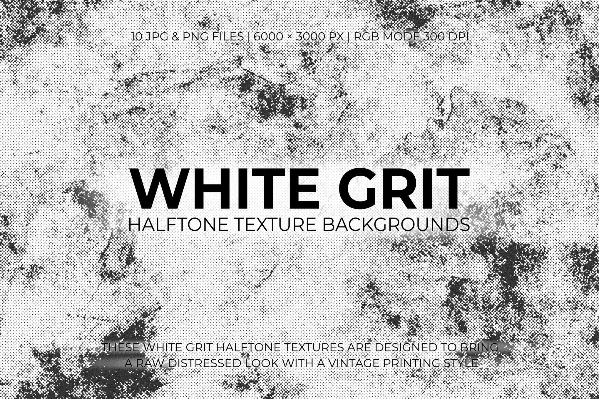 10个白色颗粒半色调纹理 10 White Grit Halftone Textures插图 10个白色颗粒半色调纹理 10 White Grit Halftone Textures