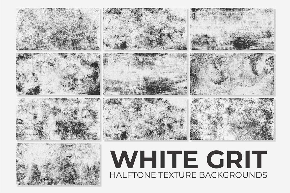 10个白色颗粒半色调纹理 10 White Grit Halftone Textures插图2 10个白色颗粒半色调纹理 10 White Grit Halftone Textures