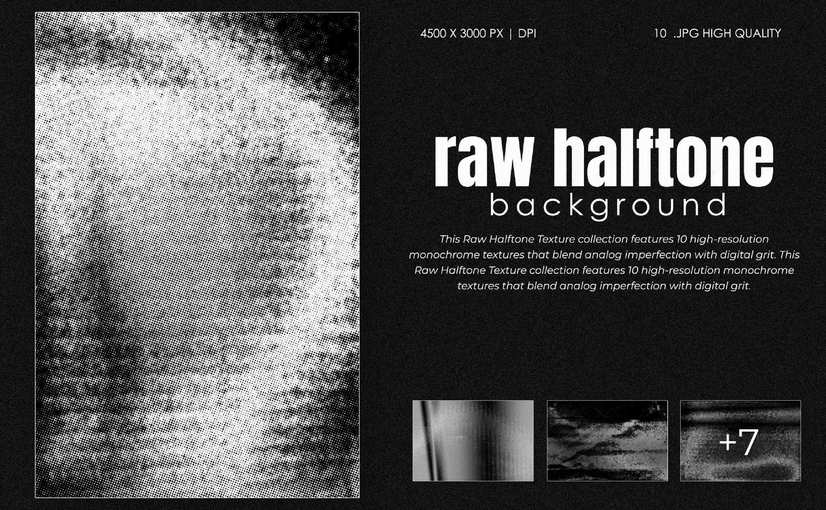 10款原始半色调背景 Raw Halftone Background