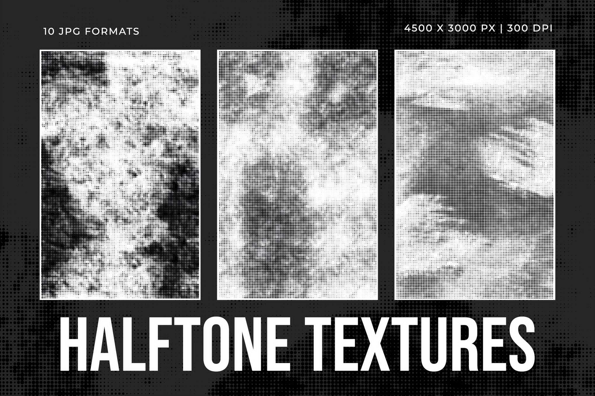 10个半色调纹理背景 10 Halftone Texture Backgrounds插图 10个半色调纹理背景 10 Halftone Texture Backgrounds