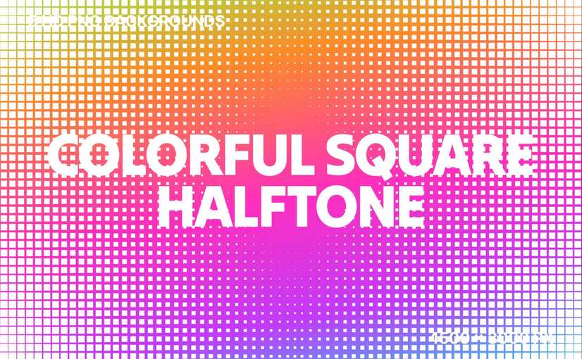 5款彩色方形半色调背景 Colorful Square Halftone Background