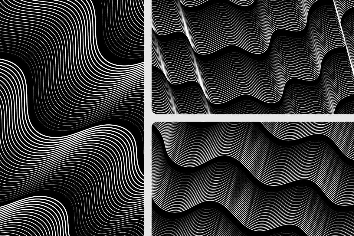 5款流畅单色波浪线条背景 Sleek Monochrome Wave Lines Background插图4 5款流畅单色波浪线条背景 Sleek Monochrome Wave Lines Background