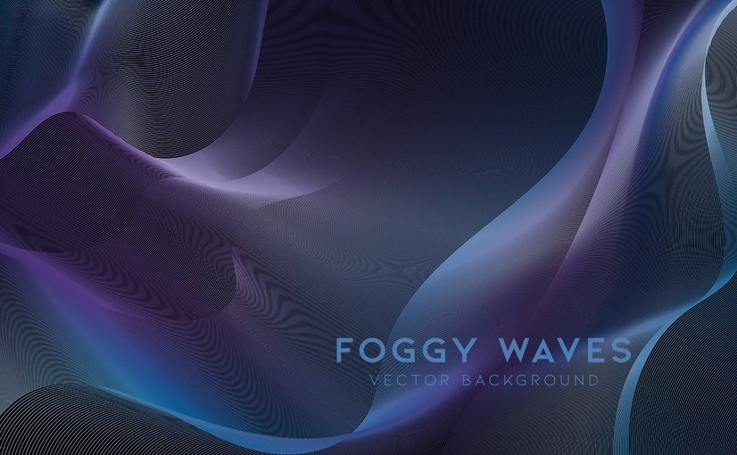 雾态波浪线条背景 Foggy Modern Line Waves Background